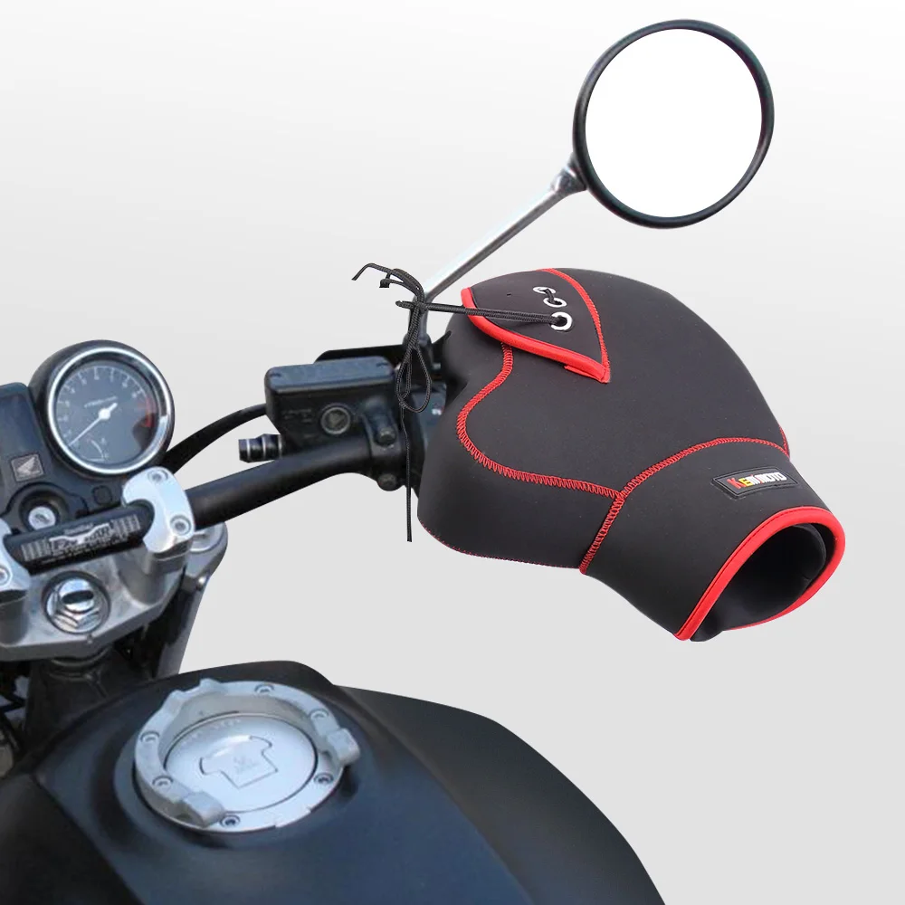 KEMiMOTO Scooter Hand Bar Winter Gloves Thickening Warmer Motorcycle Gloves ATV Fur Mitts Motorbike Quad Bike Waterproof