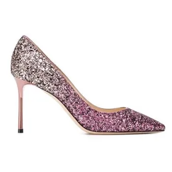 

Brand J New Women Sequin Gradient High Heels Pointed Toe Pumps Thin Heel Ice Snow Crystal Wedding Shoes 6.5cm 8.5cm 10cm