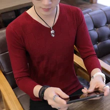 Новинка осени Для мужчин вязаный пуловер кашемировый свитер Повседневное Бизнес v-образный Воротник Тонкий Свитера Брендовая детская одежда, топы