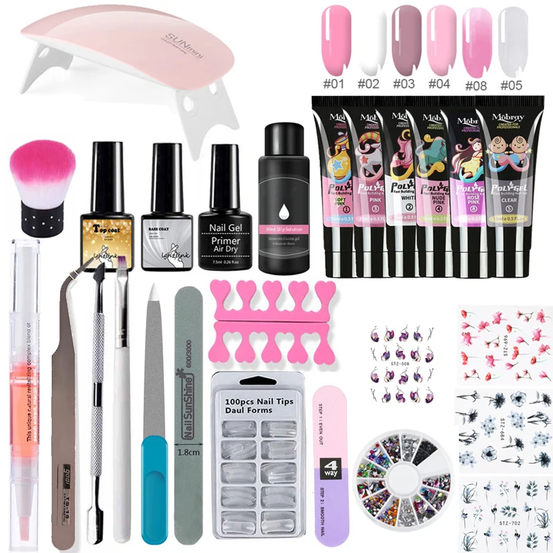 

Nail Lamp Crystal Jelly Nail Art Kit Manicure Set Extend Builder Poly Gel Kits Finger Nail Extension UV LED Acrylic Builder Gel