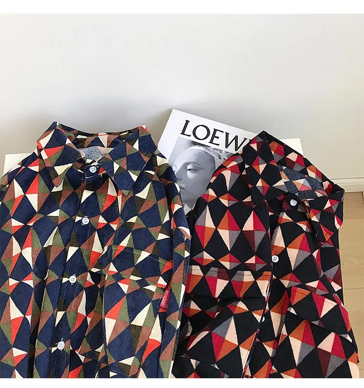 Бутик Осень Новое поступление модные мужские Argyle рубашки свободные с длинным рукавом рубашка на каждый день