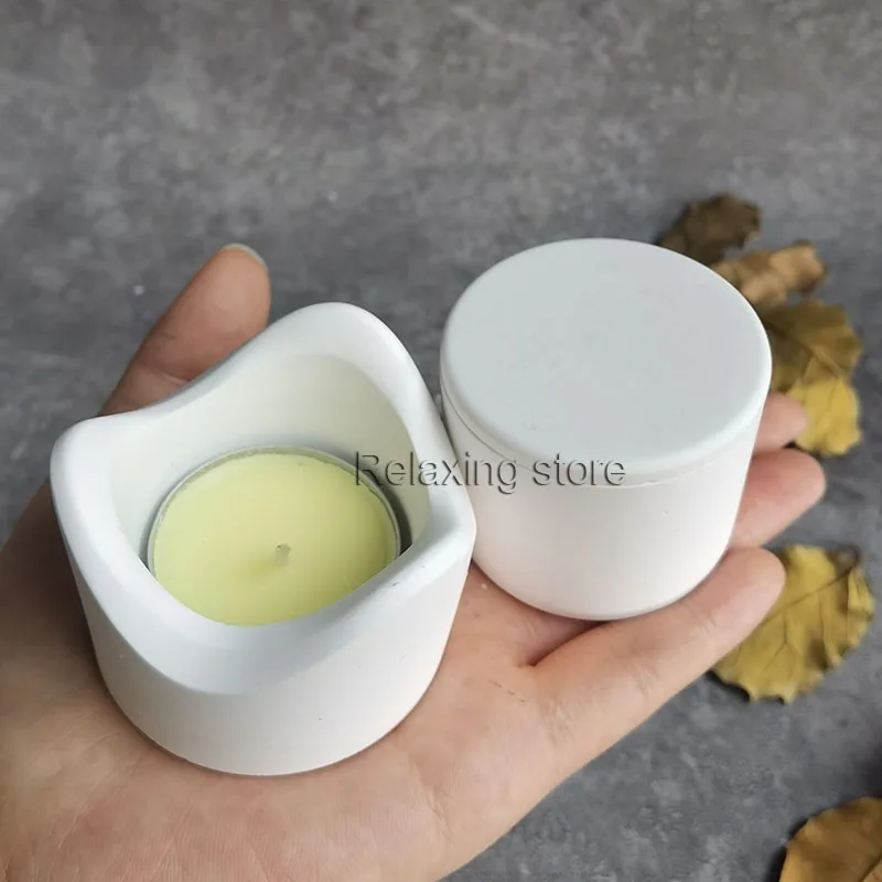 Mini Round Cement Clay Candle Holder Concrete Candlestick Silicone Mold Irregular Plaster Candle Cup Container Epoxy Resin Mould