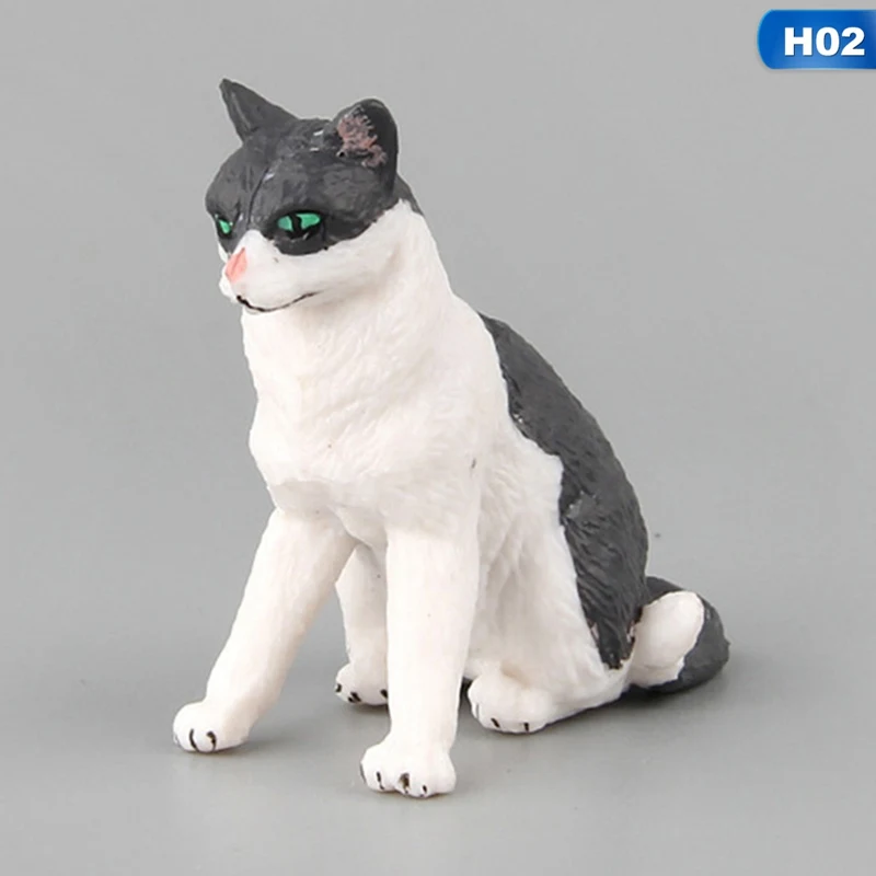 Simulation Mini Cat Animal Model Toys Small Plastic Figures Home Decor Figurine Decoration Accessories For Kids Toys - Color: H02