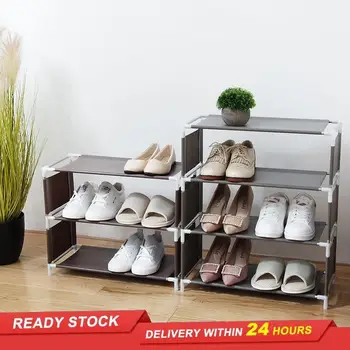 

Stainless steel multifunctional storage rack household fabric shoe rack stainless steel assembly shoe rack space saving