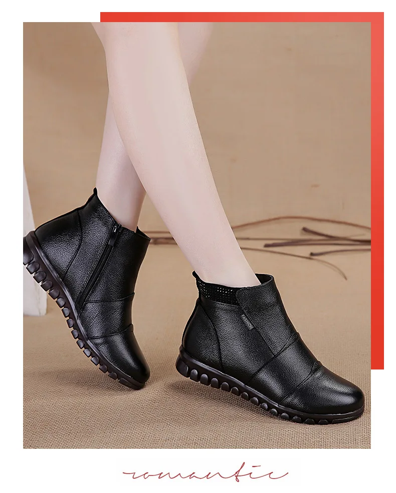 GKTINOO Women Boots Winter Shoes Fashion Woman Genuine Leather Wedges Ankle Boots Casual Keep warm Women Snow Boots