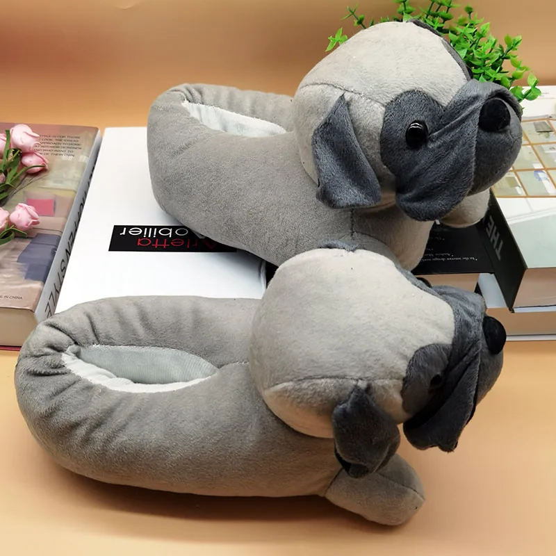 Bulldog Anime Indoor Slippers Warm Winter Home Fluffy New Fashion Men Women Bread Demon Soft Plush Shoes Unisex Cute Funny