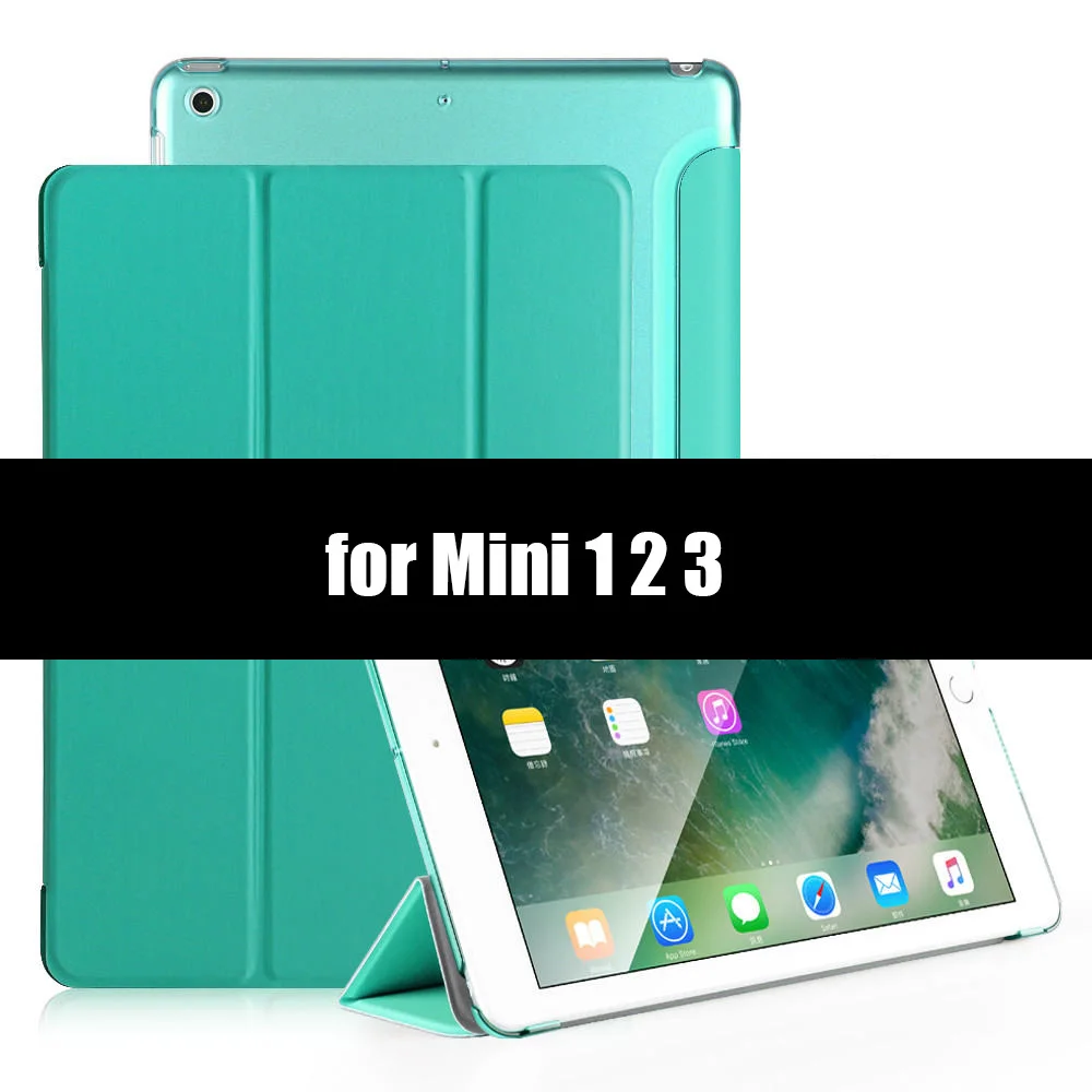 Чехол для iPad Mini 4 3 2 1 Подставка держатель смарт-чехол для iPad Mini 5 чехол из искусственной кожи ультра тонкий чехол с функцией автоматического сна/пробуждения - Цвет: Mint Green-123