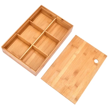 

With Lid Container Home Detachable Multifunction Bamboo Decorative Moisture Proof Office 6 Grid Wear Resistant Dry Fruit Box