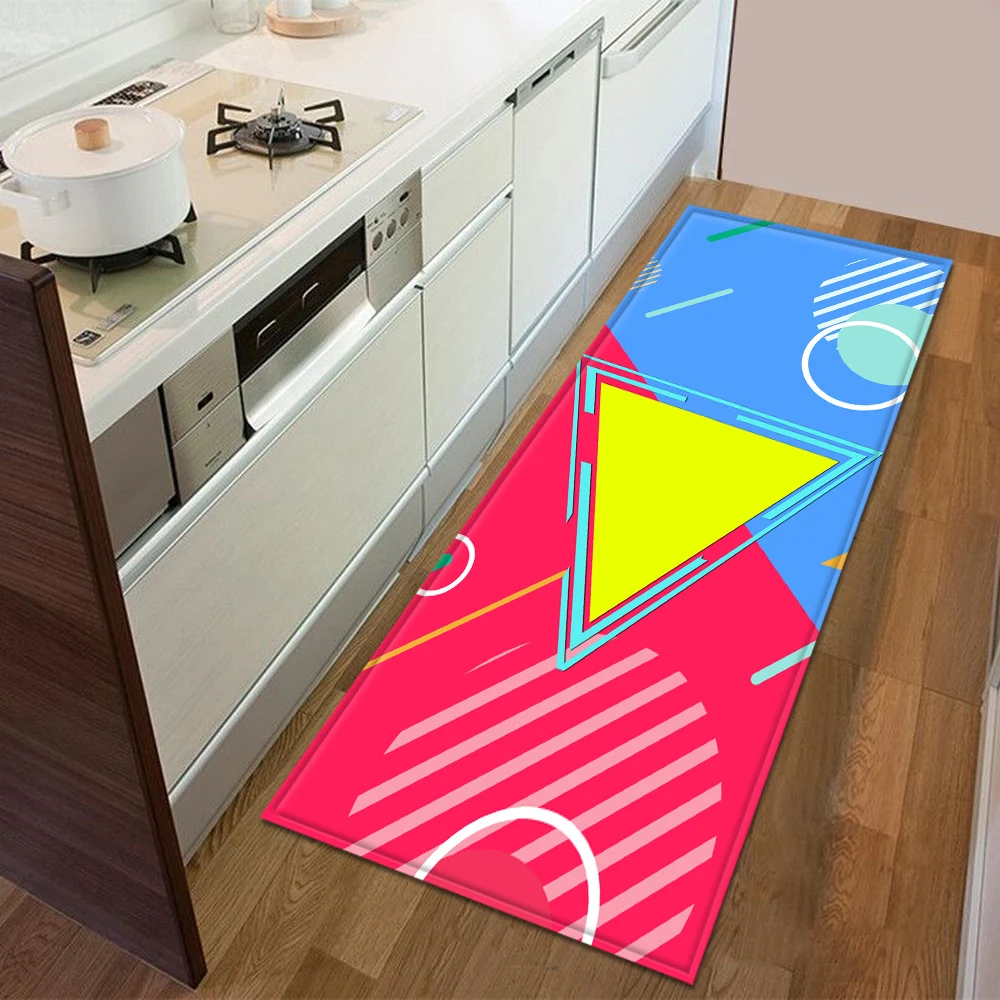 Kitchen Mat Bedroom Entrance Doormat 3D Geometric Pattern Home Floor Decoration Living Room Carpet 