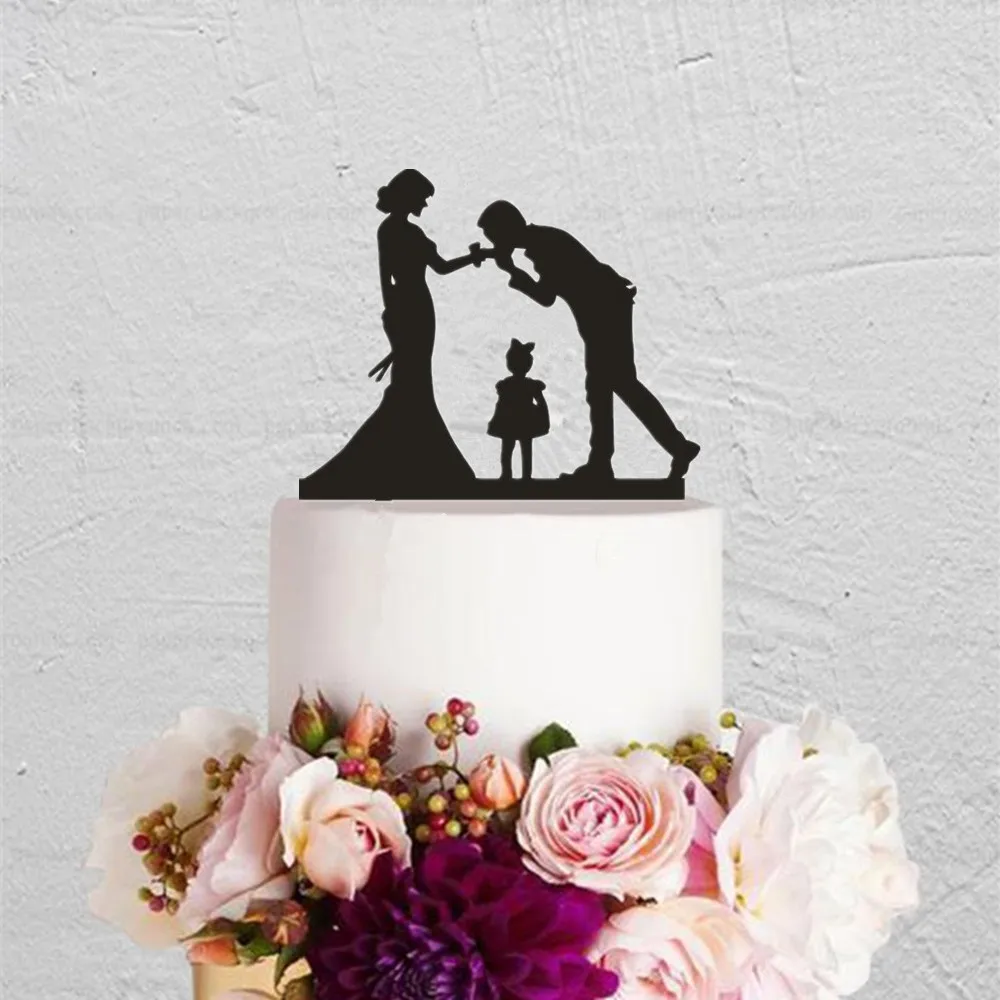 

Family of Three Cake Topper Couples with Daughter Romantic Anniversary Party Cake Decorations Acrylic Family Cake Topper Supply