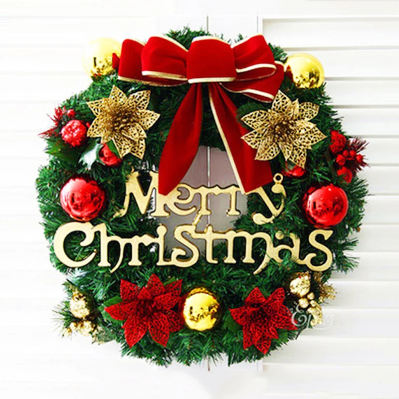 Christmas Wreath Handmade Rattan Pendant Garland Shopping Mall Christmas Tree Door Decoration Wreath Xmas Home Decor