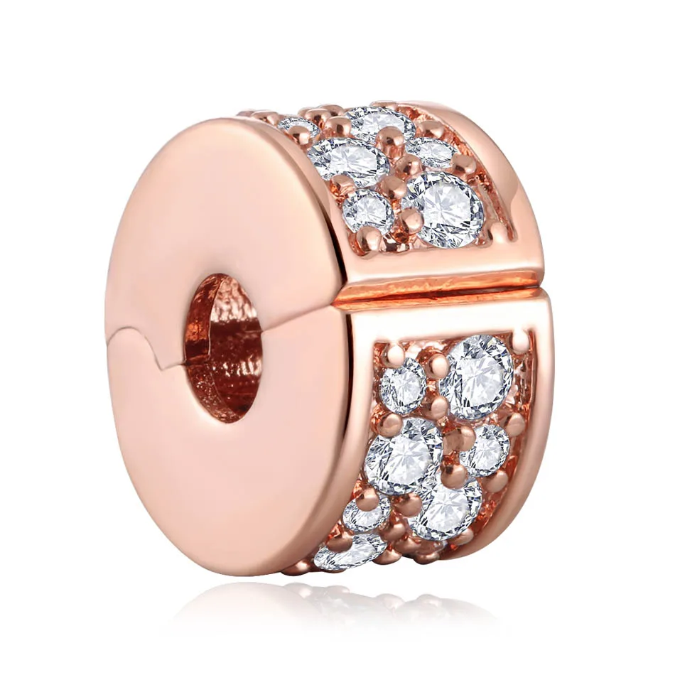 Аутентичные S925 бусина с зажимом fit Pandora браслет яркая элегантность Rose &amp ясно