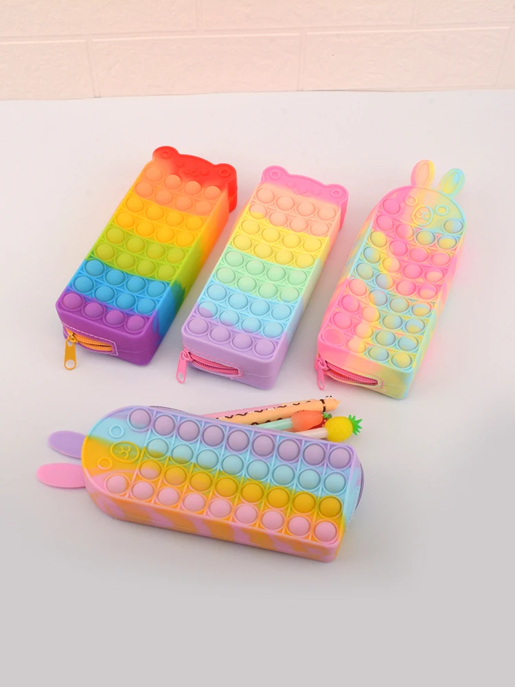 1pc Large Capacity Silicone Pencil Case, Stress Relief Stationery Box