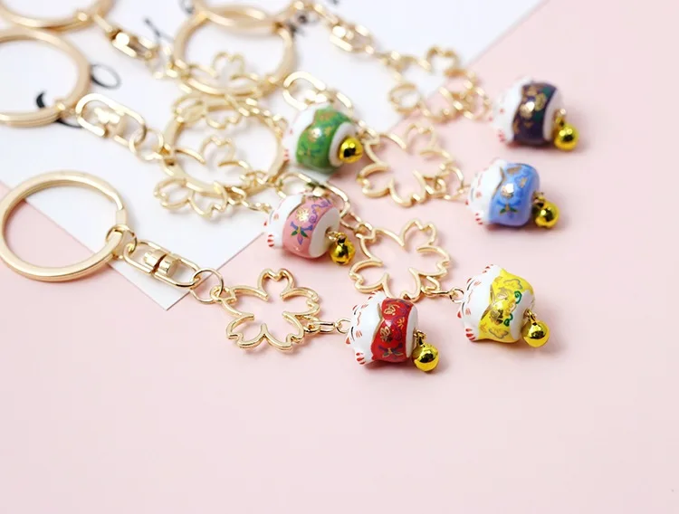 Ceramic Cat Keychain Lucky Cat Keychain Bag Ornament Pendant Keychain