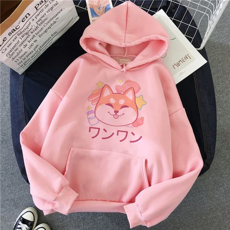 Шиба ину Толстовка Harajuku забавные толстовки для женщин Ullzang милый корейский стиль осень зима Kawaii Толстовка 90s Толстовка для девочек
