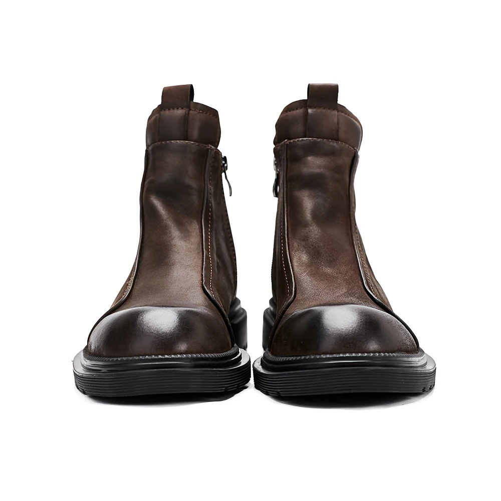 Big Size Men Boots Casual Designer Shoes Genuine Leather Cowhide Autumn Winter Ankle Boots Chelsea Boots Men Velvet Cashmere