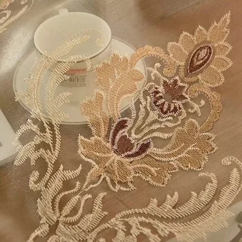 

European Style Curtains for Living dining Room Bedroom Wild Embroidery Tulle Curtain Finished Product Customization