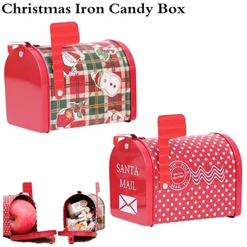 

1 x Mailbox Design Christmas Candy Can Christmas Iron Box Biscuit Storage Gift Box