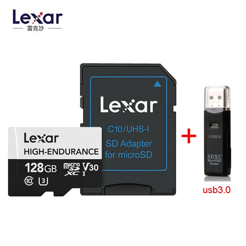 Lexar 32/64/128GB MicroSD C10 U3 Автомобильный регистратор контроля памяти автомобиль U3 чтения 100 МБ/с. записи 30 МБ/с.(высокая выносливость - Емкость: 128GB