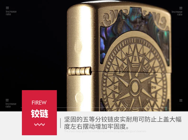 Lighter, creative colourful compass, retro sand wheel, pure copper, kerosene lighter, male boyfriend