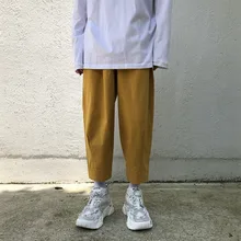 Осенние брюки мужские модные однотонные повседневные Стрейчевые прямые брюки с талией мужские уличные хип-хоп свободные джоггеры спортивные брюки мужские