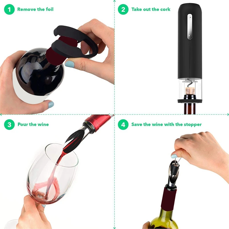 Electric Wine Opener Set- Automatic Wine Bottle Opener- Electric Corkscrew Auto Wine Opener with Electronic Chargeable Base(E