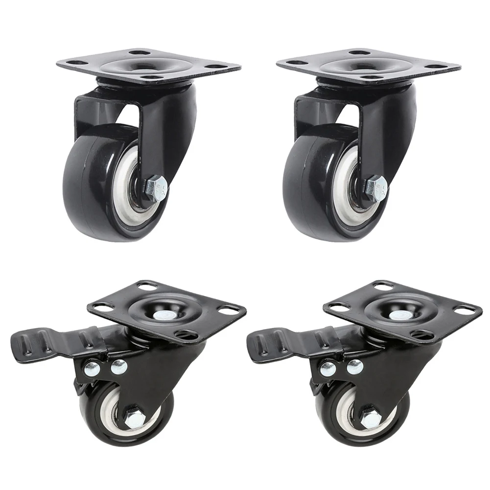Newly Sale PU Casters 4pcs Casters Heavy Duty 2/1.5 Inch Pneumatic Caster Wheels No Noise Wheels Top Plate I88#1 - Цвет: B 1.5