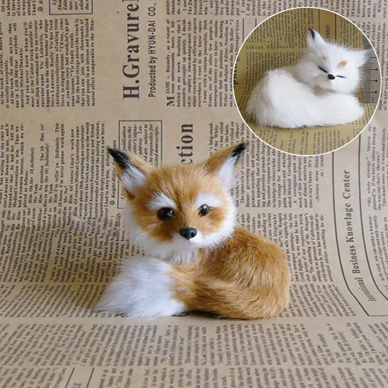 Plush Toy New Simulation Furs Fox Toy Squatting Fox Model Home Decoration Animals World Static Action Stuffed Figures Toys Gift