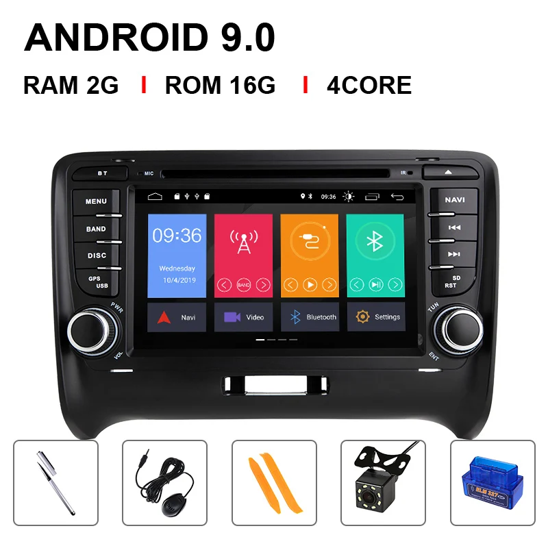 4 Core 16ROM OBD Cam " DSP ips 4G 64G Android 9 2 DIN автомобильный DVD gps для AUDI TT MK2 8J 2006 2007 2008 2009 2010 2011 2012014 мультимедийный плеер радио - Цвет: 4 Core 16ROM OBD Cam