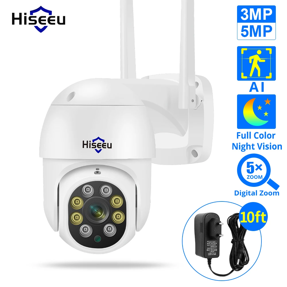 Hiseeu 3MP Wireless PTZ Speed Dome IP Camera WiFi Outdoor Two-way Audio CCTV Security 2MP 5MP Smart Video Surveillance Camera