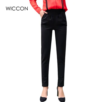 

WICCON The New Spring Summer Harem pants Elastic Waist Casual Thin Pantalon Femme Vintage Black High Waist Casual Trousers Women