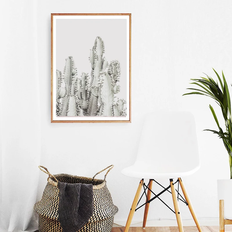 Pastel Cactus Canvas Poster Print Boho Home Wall Decor
