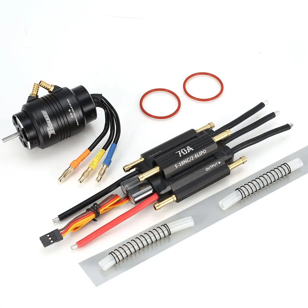 

2019 SURPASSHOBBY RC Part 70A Brushless ESC and 2958 4200KV Motor with 29-S Water Cooling Jacket Combo for 800- 1000mm RC Boat