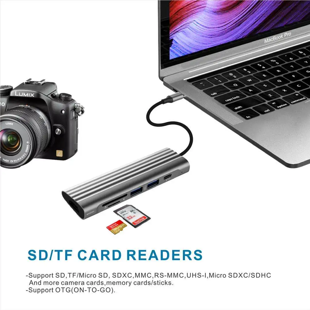 6 in 1 Hub USB C Multi Port Goojodoq