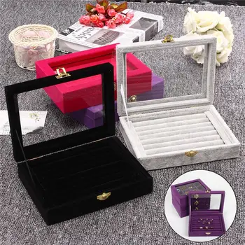 

Velvet Jewelry Box Jewelry Display Organizer Box Earrings Ring Storage Case Gift