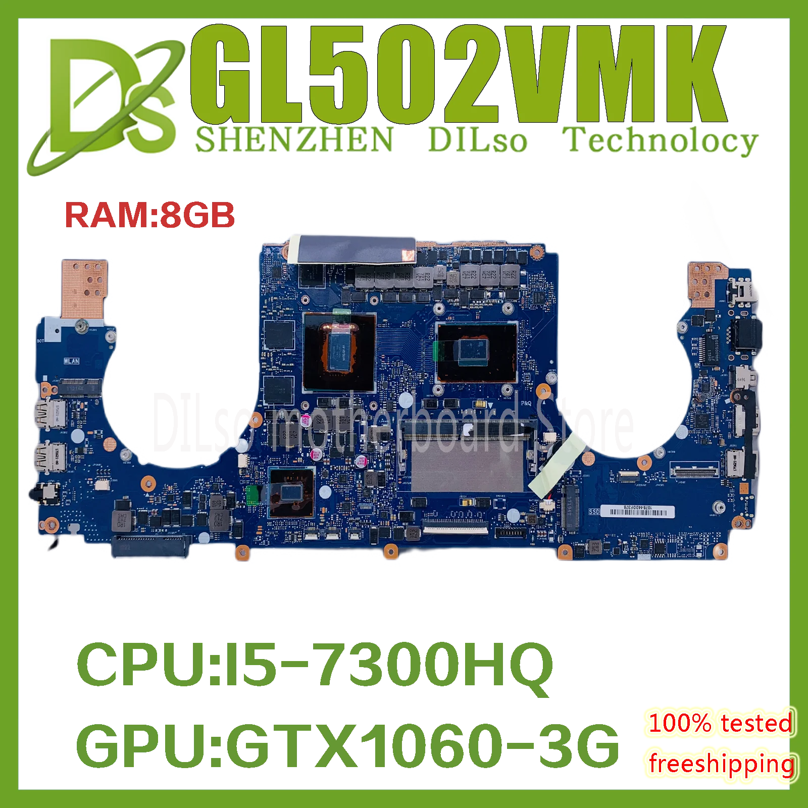 Оригинальная материнская плата GL502VM подходит для ASUS GL502 GL502VMK ноутбука с I5-7300HQ 8G RAM
