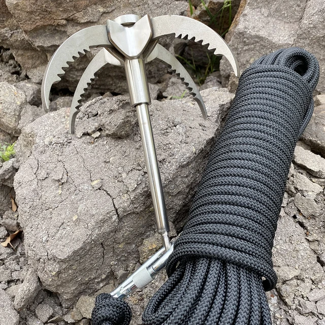 outdoor Survival Climbing Flying Tiger Claw 304 stainless steel +20 meters  nylon climbing rope Outdoor climbing rope hook tool - AliExpress