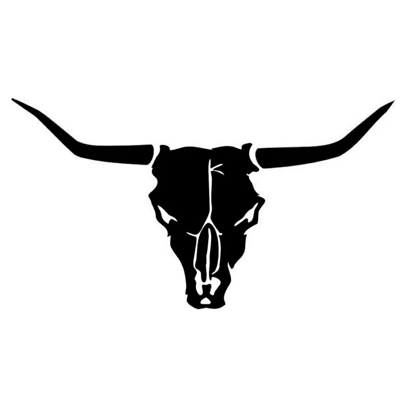 

DAWASARU Custom Sunscreen Bull Longhorn Skull Fashion Decals Vinyl Car Sticker Motorcycle and Car Styling Black/Silver 15*8CM