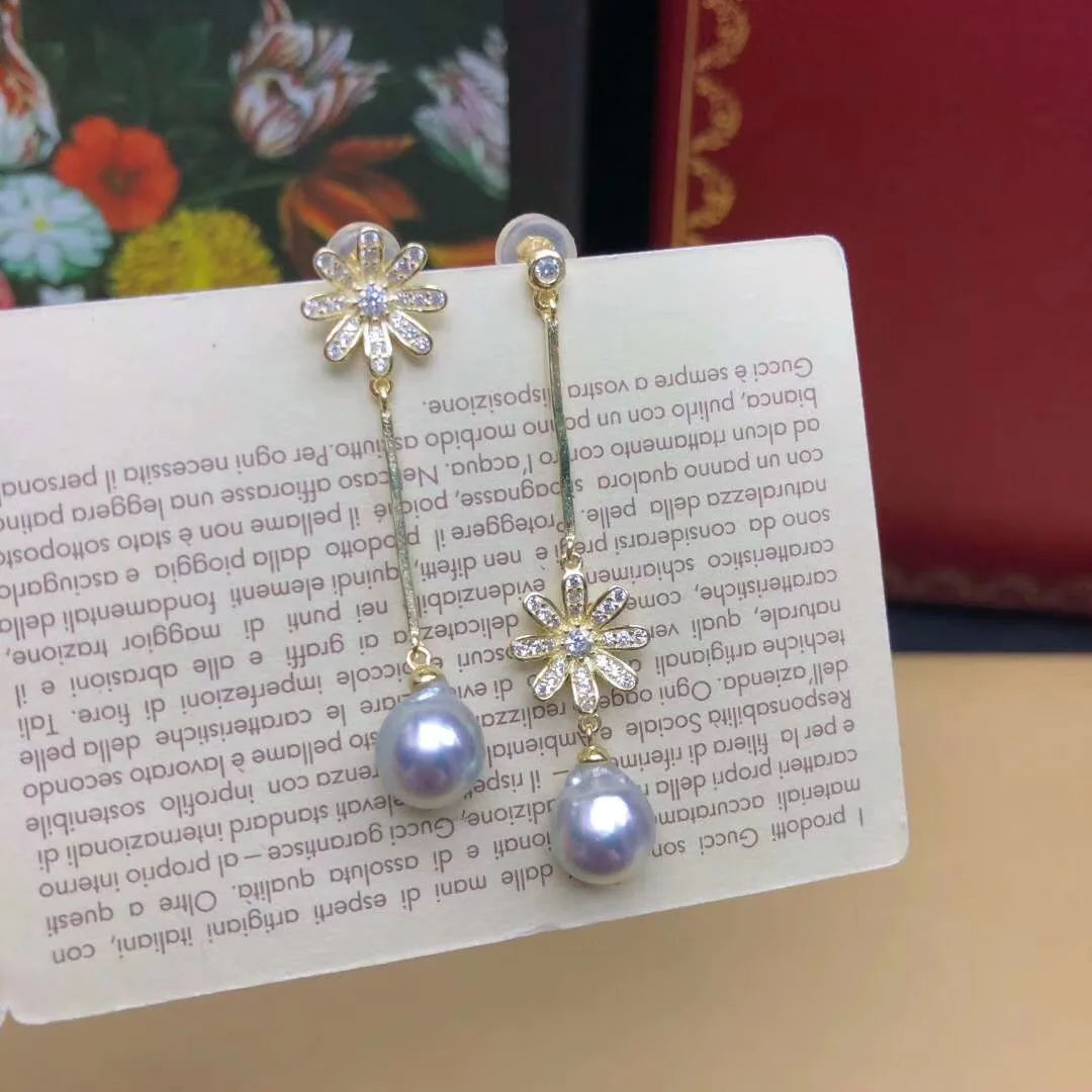 

Butterfly Home Non-symmetrical Flower S925 Silver 7-8akoya Virgine Lot Linen Pearl Earrings Xles2m2e