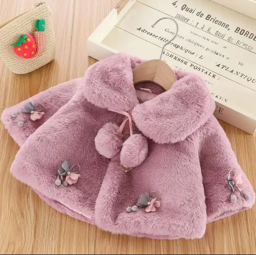 Baby Girls kids Winter Button Cardigan Jacket Toddler Windbreaker Warm Cloak Cardigan Bowknot Coat Snow Wear Clothes