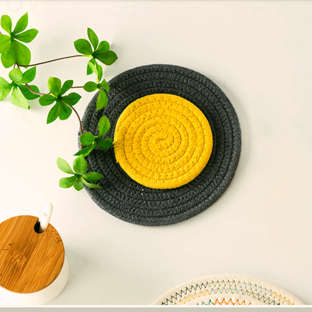 

Cotton Braid Coaster Handmade Cushion Japan Style Non-scald Cup Mat