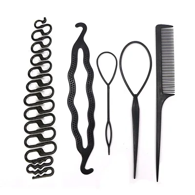 Multi-style Women Hair Accessories DIY Hair Styling Braiding Tools Magic Donut Bun Maker Hairstyle Braider Twist Headwear Clips 5pcs Style P