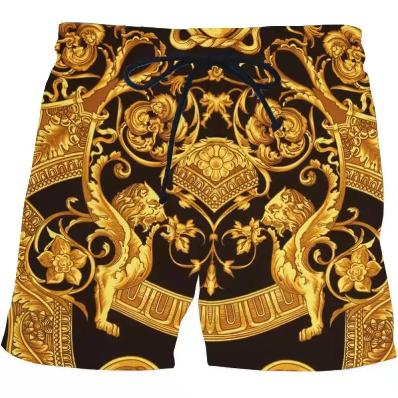 Bañador informal de lujo para hombre, pantalones cortos con estampado 3D de manga corta de lujo, hip hop, negro, de secado rápido, divertido
