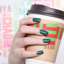 Свежий Простой темно-зеленый носить короткие поддельные ногти маникюр патч готовой продукции маникюрный ногтей 162