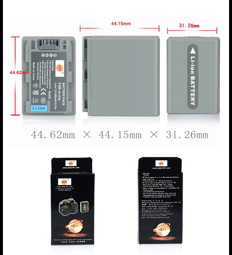 2 шт. 3000 мАч 7,4 V NP-FP90 FP90 DSTE Перезаряжаемые Батарея для sony DCR-DVD103 305 403 DCR-HC3 26 30 96 DCR-SR30 50E 60E 80E 100