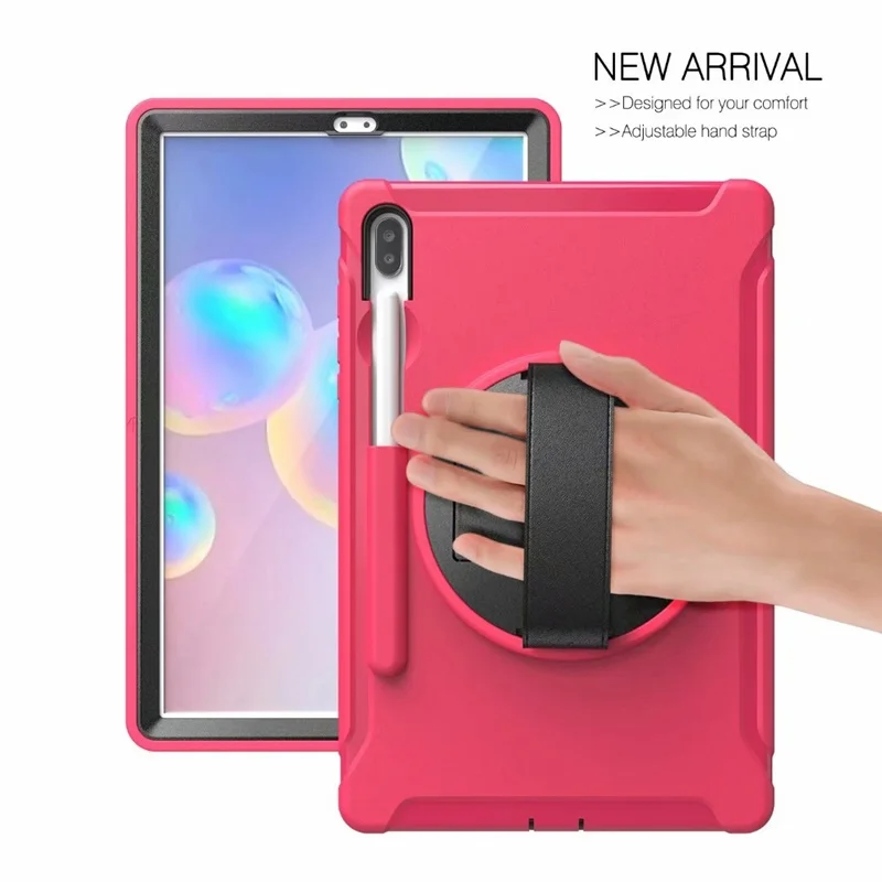 Hotpink Чехол для samsung Galaxy tab S6, SM-T860, SM-T865, 10,5 дюймов, чехол, противоударный, броня, подставка, ремешок на руку, ПК, жесткий чехол для Galaxy Tab S6 - Цвет: Hotpink