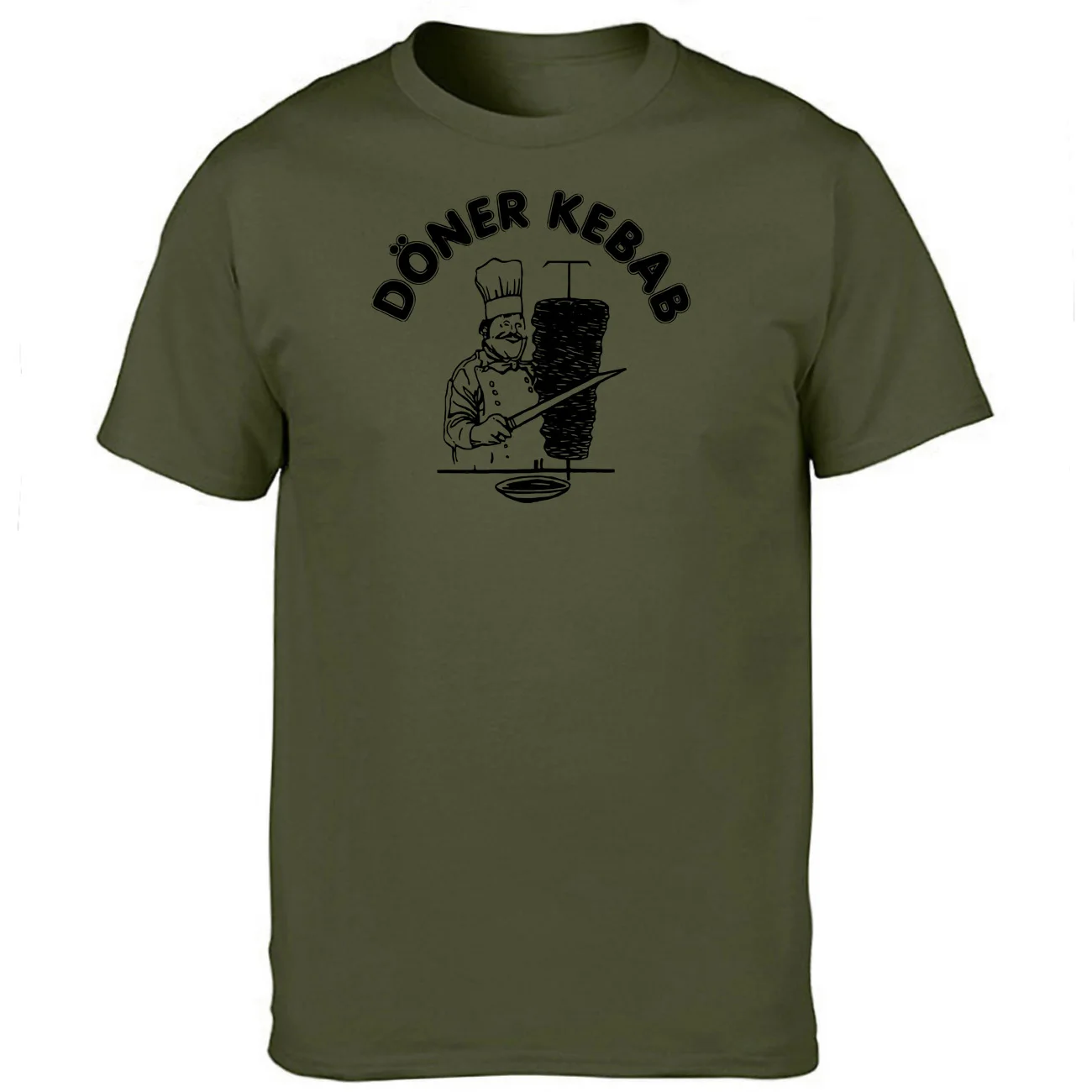 Doner kebabb Футболка мужская футболка забавные вкусные футболки летние хлопковые с коротким рукавом черные белые свободные Harajuku футболка с принтом Топ - Цвет: dark green 1