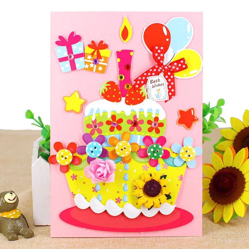  Children Educational Toy DIY Cartoon card Kraft Paper Handmade Birthday Invitation Greeting Card wi - 4.00025E+12