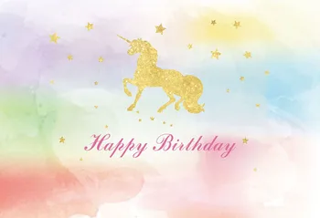 

Unicorn happy birthday Photo Backdrop Photo Background Children Baby Show Photo Background