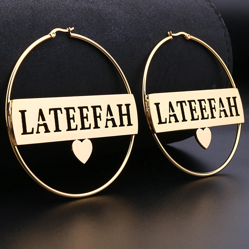 Lateefah, персонализированные серьги с именем на заказ для женщин, серьги из нержавеющей стали, оригинальные серьги, 1 пара, серьги-гвоздики, подарок, ювелирное изделие